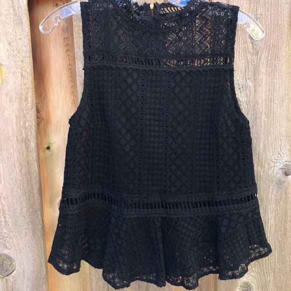 Black lace ruffle blouse - Picture 3 of 9